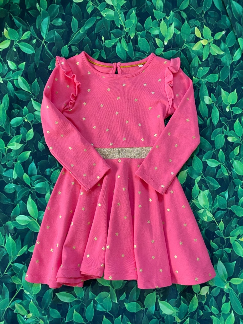 Mini Boden Pink with Gold Polka Dots Dress 3-4Y